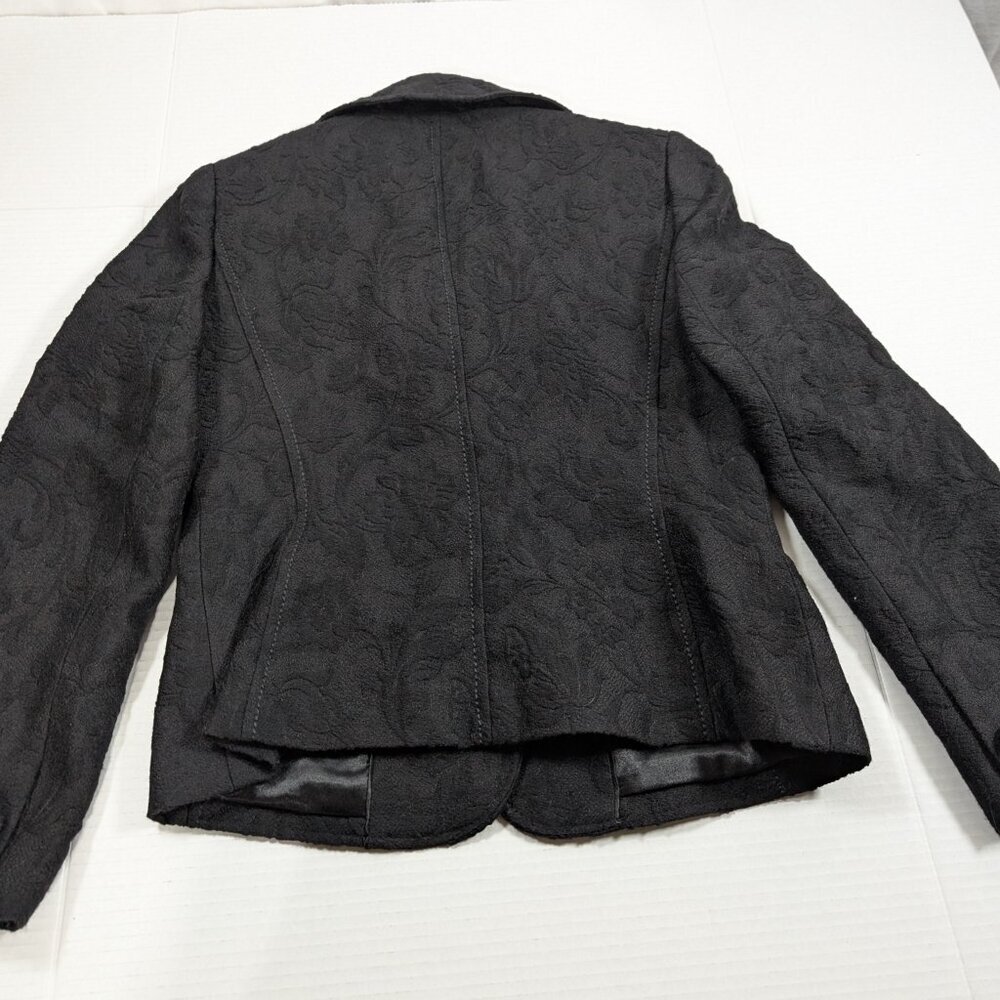 Ann Taylor Brocade Jacket Womens 6P black Wool Blend - Picture 9 of 10